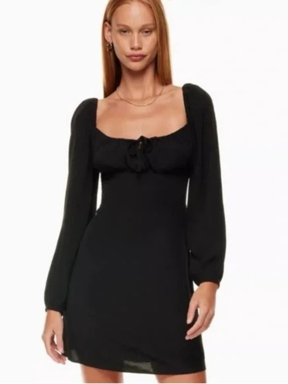 Aritzia Sunday Best Sz S Delilah LBD Black Long Sleeves Mini Dress